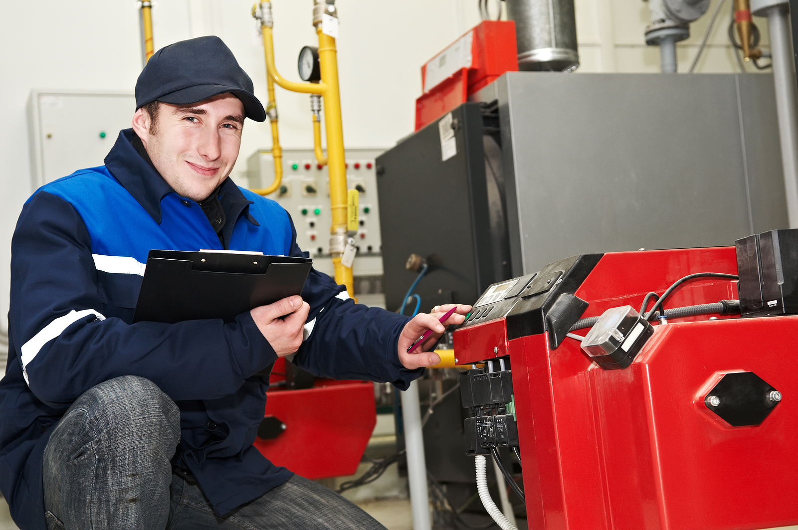 boiler service woking - maintenance repairman engineer of heating system equipment